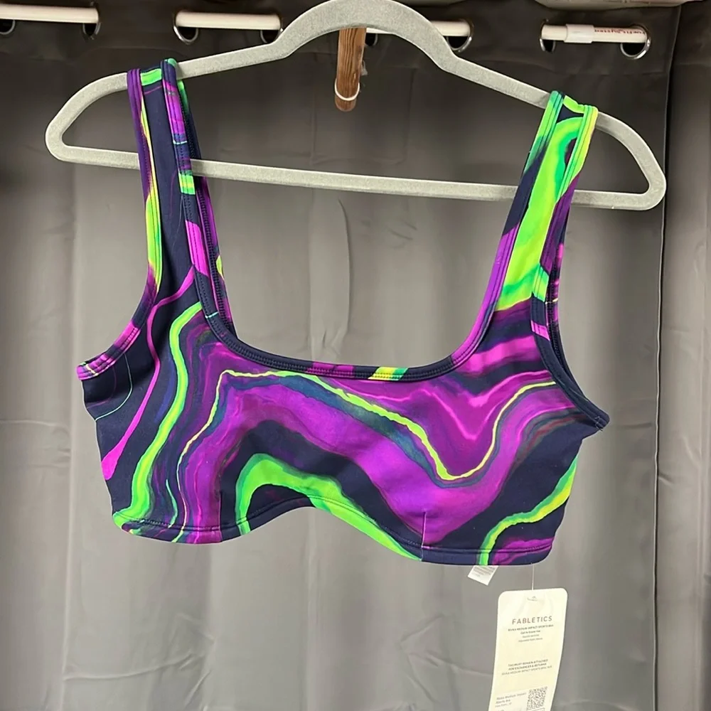 Fabletics Purple & Green Sports Bra - Picture 1 of 5